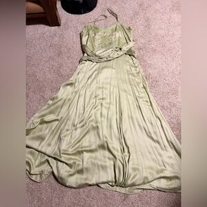 Anthropologie sage green slip dress
